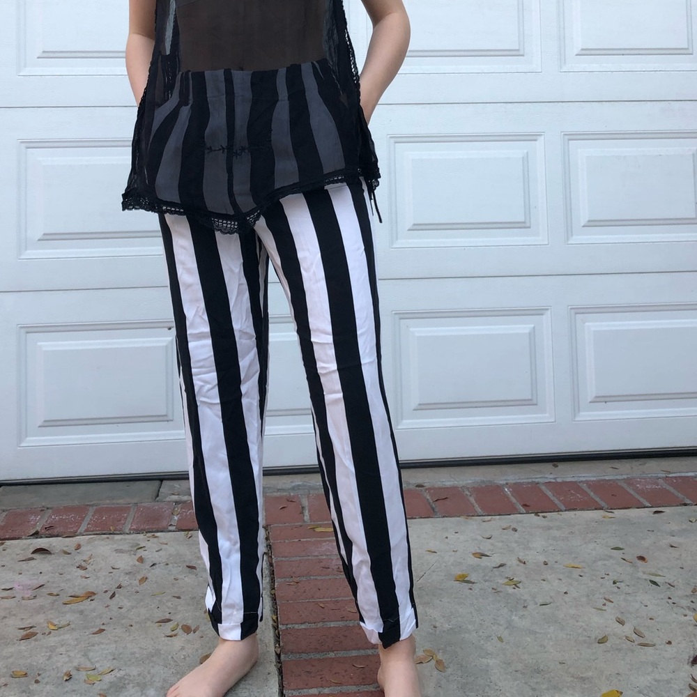 Black and White Striped Pants